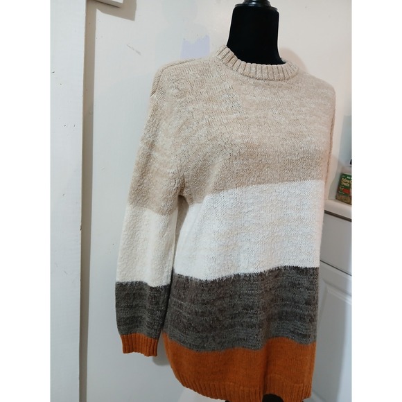 Universal Thread Women Striped V Neck Long Sleeve Sweater Size M - Picture 3 of 7